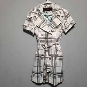 Joel Wit plaid  white&gray trench coat